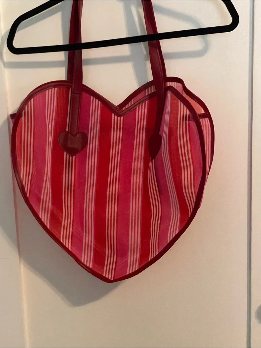 Amor Q Mata Marchantitas Red Striped Heart Mexican Mercado Tote Bag
